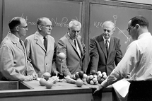 With a group of scientists at NBC in New York, May 1960